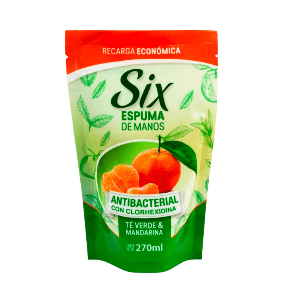 Espuma de Manos SIX Recarga económica Té Verde y Mandarina