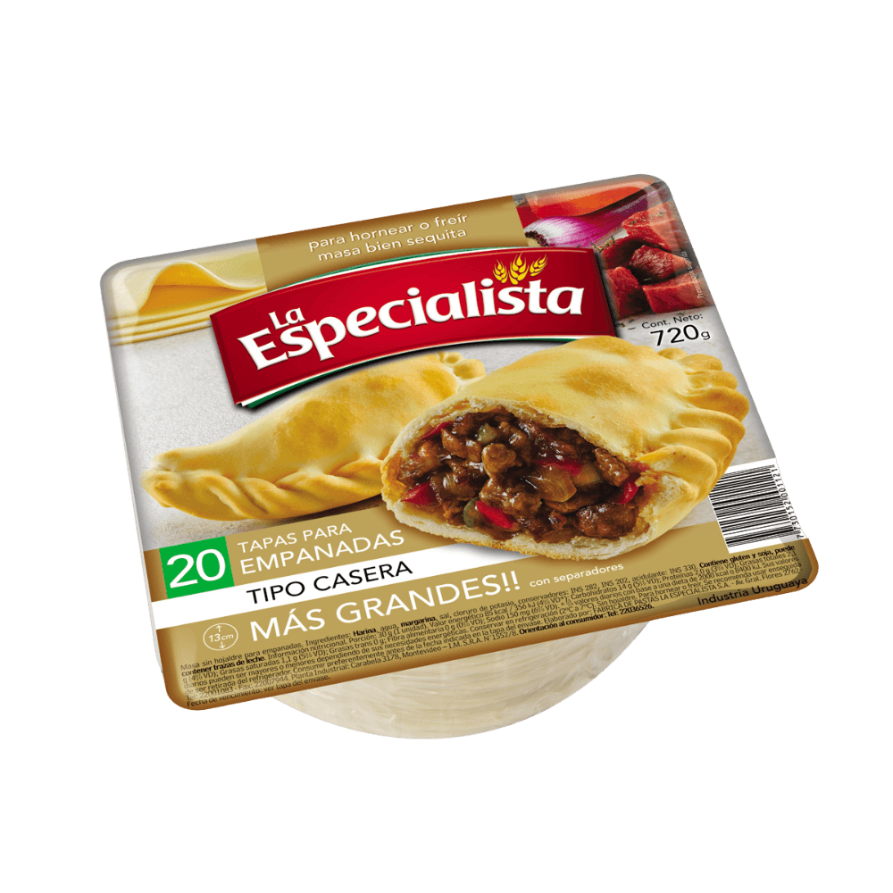 Tapa empanadas LA ESPECIALISTA caseras 20 un. 720 g